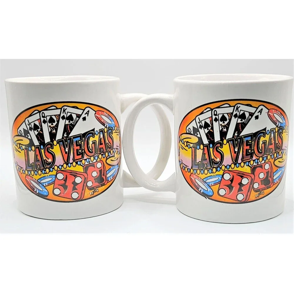 Set of 2 2004‎ Las Vegas RTSI Souvenir Coffee Mug Cup